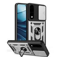 OnePlus Nord 5 Hoesje - MobyDefend Pantsercase Met Draaibare Ring - Zilvergrijs