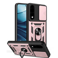 OnePlus Nord 5 Hoesje - MobyDefend Pantsercase Met Draaibare Ring - Ros&eacute;