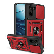 OnePlus Nord CE 5 Hoesje - MobyDefend Pantsercase Met Draaibare Ring - Rood