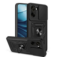 OnePlus Nord CE 5 Hoesje - MobyDefend Pantsercase Met Draaibare Ring - Zwart