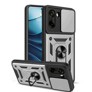 OnePlus Nord CE 5 Hoesje - MobyDefend Pantsercase Met Draaibare Ring - Zilvergrijs