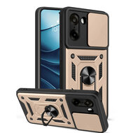 OnePlus Nord CE 5 Hoesje - MobyDefend Pantsercase Met Draaibare Ring - Goud