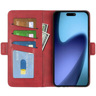iPhone 17 Hoesje - MobyDefend Luxe Wallet Book Case (Sluiting Zijkant) - Rood