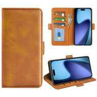 iPhone 17 Hoesje - MobyDefend Luxe Wallet Book Case (Sluiting Zijkant) - Lichtbruin