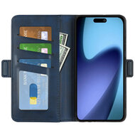 iPhone 17 Hoesje - MobyDefend Luxe Wallet Book Case (Sluiting Zijkant) - Blauw