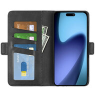 iPhone 17 Hoesje - MobyDefend Luxe Wallet Book Case (Sluiting Zijkant) - Zwart