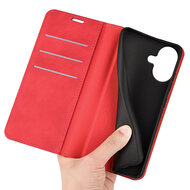 iPhone 17 Hoesje - MobyDefend Luxe Wallet Bookcase (Magnetische Sluiting) - Rood