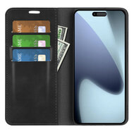 iPhone 17 Hoesje - MobyDefend Luxe Wallet Bookcase (Magnetische Sluiting) - Zwart