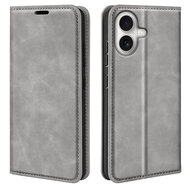iPhone 17 Hoesje - MobyDefend Luxe Wallet Bookcase (Magnetische Sluiting) - Grijs