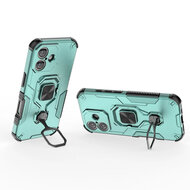 iPhone 17 Hoesje - MobyDefend Dubbelgelaagde Pantsercase Met Standaard - Turquoise