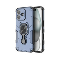 iPhone 17 Hoesje - MobyDefend Dubbelgelaagde Pantsercase Met Standaard - Blauw