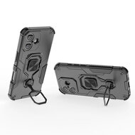 iPhone 17 Hoesje - MobyDefend Dubbelgelaagde Pantsercase Met Standaard - Zwart