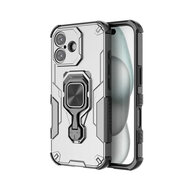 iPhone 17 Hoesje - MobyDefend Dubbelgelaagde Pantsercase Met Standaard - Zilvergrijs