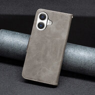 iPhone 17 Hoesje - MobyDefend Wallet Book Case Met Koord - Grijs