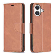 iPhone 17 Hoesje - MobyDefend Wallet Book Case Met Koord - Bruin