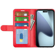iPhone 17 Hoesje - MobyDefend Wallet Book Case (Sluiting Achterkant) - Rood
