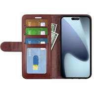 iPhone 17 Hoesje - MobyDefend Wallet Book Case (Sluiting Achterkant) - Bruin