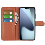 iPhone 17 Hoesje - MobyDefend Kunstleren Wallet Book Case (Sluiting Voorkant) - Bruin