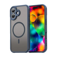 iPhone 17 Hoesje - MobyDefend MagSafe Case Mat Transparant Met Gekleurde Rand - Blauw