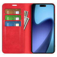 iPhone Air Hoesje - MobyDefend Luxe Wallet Bookcase (Magnetische Sluiting) - Rood