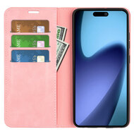iPhone Air Hoesje - MobyDefend Luxe Wallet Bookcase (Magnetische Sluiting) - Roze