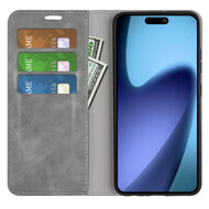 iPhone Air Hoesje - MobyDefend Luxe Wallet Bookcase (Magnetische Sluiting) - Grijs
