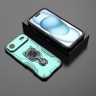 iPhone Air Hoesje - MobyDefend Dubbelgelaagde Pantsercase Met Standaard - Turquoise