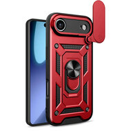 iPhone Air Hoesje - MobyDefend Pantsercase Met Draaibare Ring - Rood
