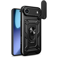 iPhone Air Hoesje - MobyDefend Pantsercase Met Draaibare Ring - Zwart