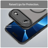 iPhone Air Hoesje - MobyDefend MagSafe Case Mat Transparant Met Gekleurde Rand - Zwart