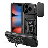 iPhone 17 Pro Hoesje - MobyDefend Pantsercase Met Draaibare Ring - Zwart