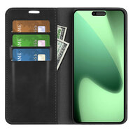 iPhone 17 Pro Max Hoesje - MobyDefend Luxe Wallet Bookcase (Magnetische Sluiting) - Zwart