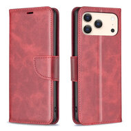 iPhone 17 Pro Max Hoesje - MobyDefend Wallet Book Case Met Koord - Rood