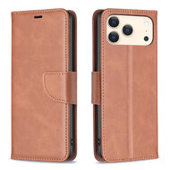 iPhone 17 Pro Max Hoesje - MobyDefend Wallet Book Case Met Koord - Bruin