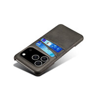 iPhone 17 Pro Hoesje - MobyDefend Lederen Backcover Met Vakjes Voor Pasjes - Zwart