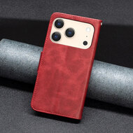 iPhone 17 Pro Hoesje - MobyDefend Wallet Book Case Met Koord - Rood