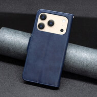 iPhone 17 Pro Hoesje - MobyDefend Wallet Book Case Met Koord - Blauw