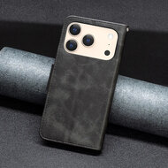 iPhone 17 Pro Hoesje - MobyDefend Wallet Book Case Met Koord - Zwart