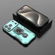 iPhone 17 Pro Hoesje - MobyDefend Dubbelgelaagde Pantsercase Met Standaard - Turquoise