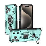 iPhone 17 Pro Hoesje - MobyDefend Dubbelgelaagde Pantsercase Met Standaard - Turquoise