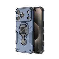 iPhone 17 Pro Hoesje - MobyDefend Dubbelgelaagde Pantsercase Met Standaard - Blauw