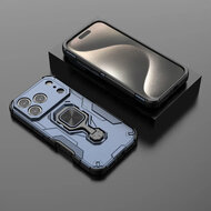 iPhone 17 Pro Hoesje - MobyDefend Dubbelgelaagde Pantsercase Met Standaard - Blauw