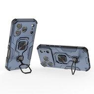 iPhone 17 Pro Hoesje - MobyDefend Dubbelgelaagde Pantsercase Met Standaard - Blauw