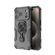 iPhone 17 Pro Hoesje - MobyDefend Dubbelgelaagde Pantsercase Met Standaard - Zwart