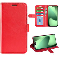 iPhone 17 Pro Hoesje - MobyDefend Wallet Book Case (Sluiting Achterkant) - Rood