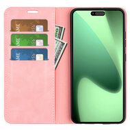iPhone 17 Pro Hoesje - MobyDefend Luxe Wallet Bookcase (Magnetische Sluiting) - Roze