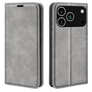 iPhone 17 Pro Hoesje - MobyDefend Luxe Wallet Bookcase (Magnetische Sluiting) - Grijs