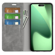iPhone 17 Pro Hoesje - MobyDefend Luxe Wallet Bookcase (Magnetische Sluiting) - Grijs