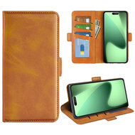 iPhone 17 Pro Hoesje - MobyDefend Luxe Wallet Book Case (Sluiting Zijkant) - Lichtbruin