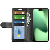 iPhone 17 Pro Max Hoesje - MobyDefend Wallet Book Case (Sluiting Achterkant) - Zwart